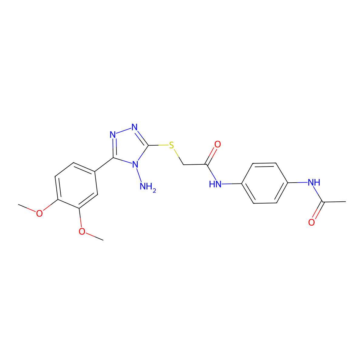 N-[4-(acetylamino)phenyl]-2-{[4-amino-5-(3,4-dimethoxyphenyl)-4H-1,2,4-triazol-3-yl]sulfanyl}acetamide molecular structure, CAS 585563-92-4
