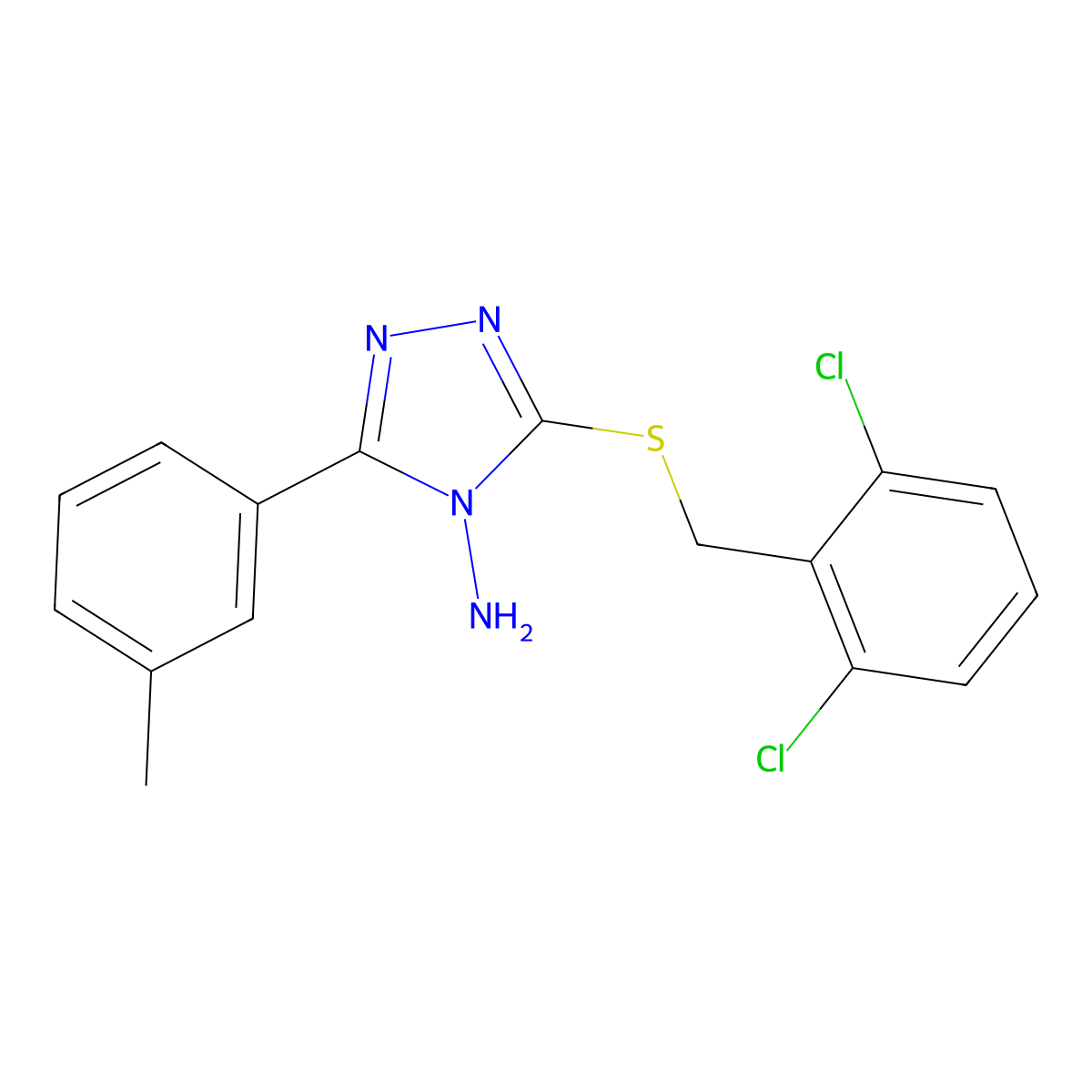 3-[(2,6-Dichlorophenyl)methylthio]-5-(3-methylphenyl)-1,2,4-triazole-4-ylamine molecular structure, CAS 585563-93-5