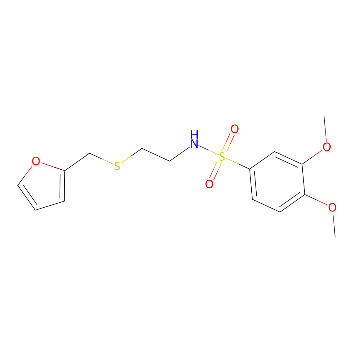 N-[2-(furan-2-ylmethylsulfanyl)ethyl]-3,4-dimethoxybenzenesulfonamide molecular structure, CAS 585563-96-8