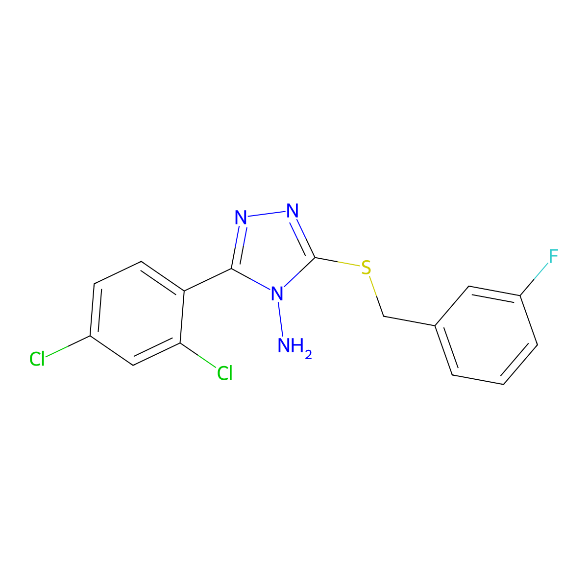 3-(2,4-Dichlorophenyl)-5-((3-fluorobenzyl)thio)-4H-1,2,4-triazol-4-ylamine molecular structure, CAS 585564-00-7