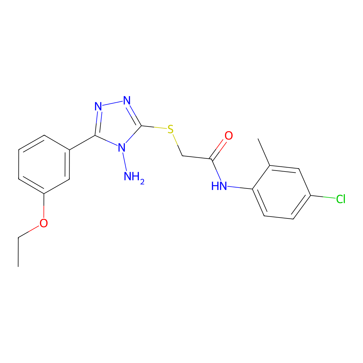 2-{[4-amino-5-(3-ethoxyphenyl)-4H-1,2,4-triazol-3-yl]sulfanyl}-N-(4-chloro-2-methylphenyl)acetamide molecular structure, CAS 585564-08-5