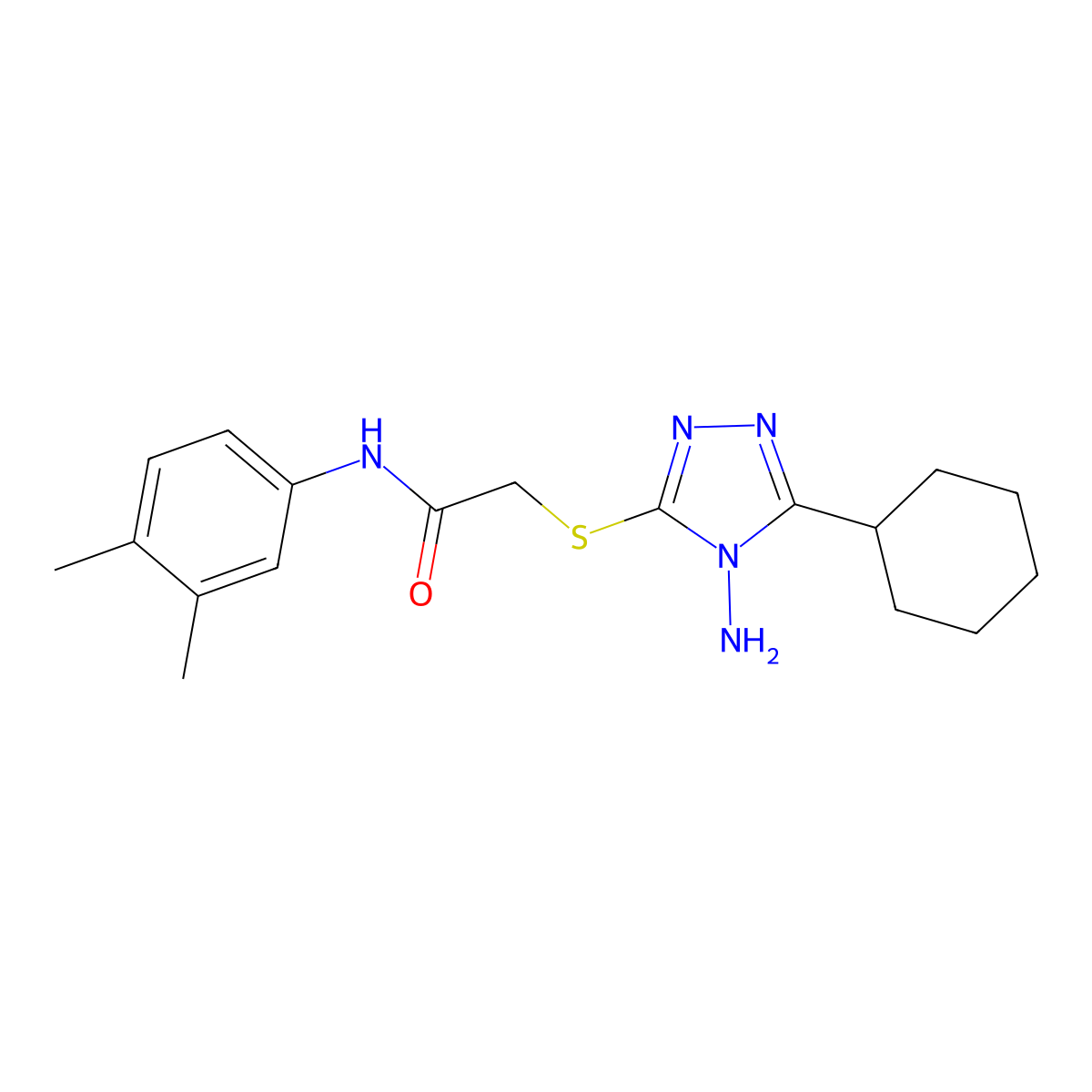 2-[(4-amino-5-cyclohexyl-4H-1,2,4-triazol-3-yl)sulfanyl]-N-(3,4-dimethylphenyl)acetamide molecular structure, CAS 585564-12-1