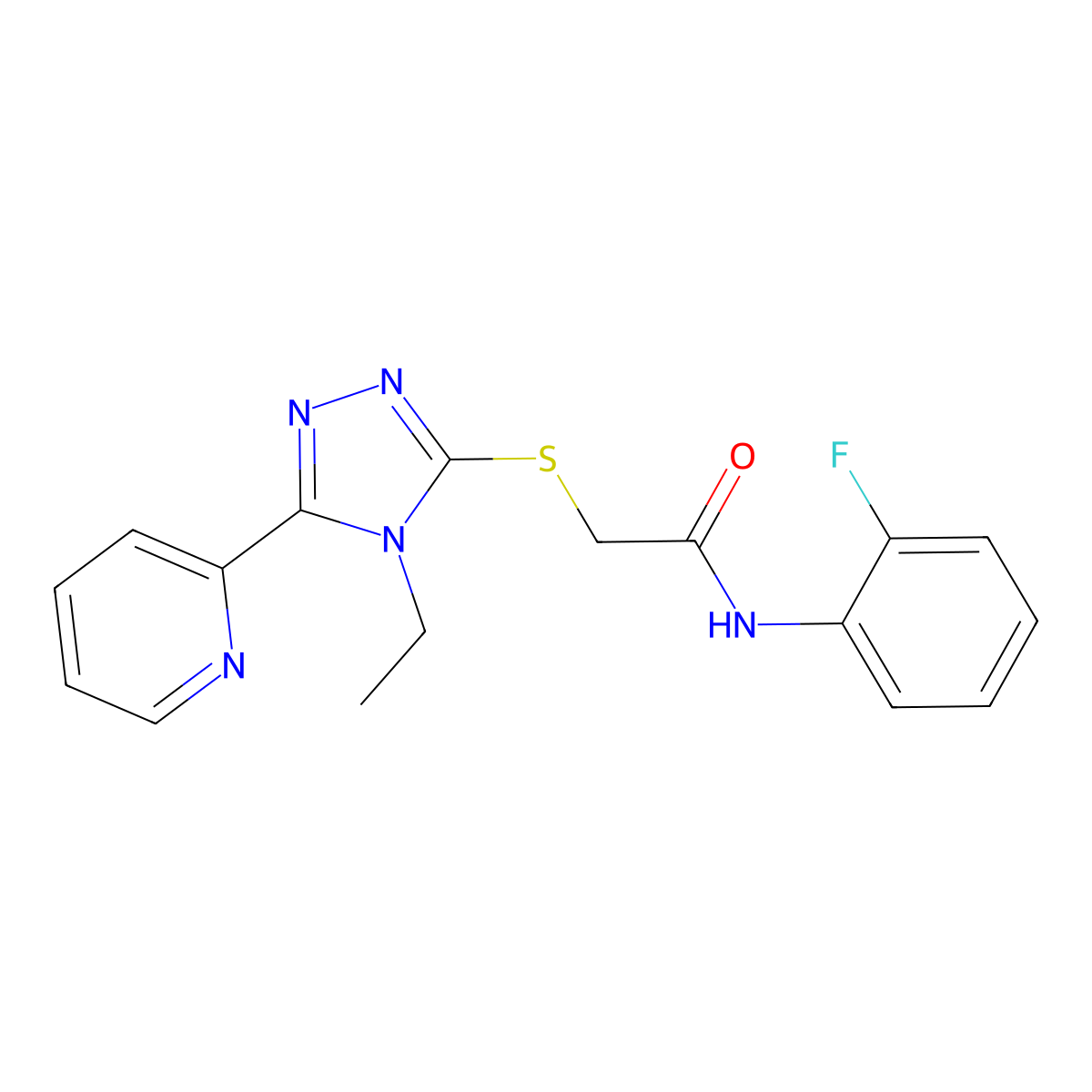 2-((4-ET-5-(2-Pyridinyl)-4H-1,2,4-triazol-3-YL)thio)-N-(2-fluorophenyl)acetamide molecular structure, CAS 585564-16-5