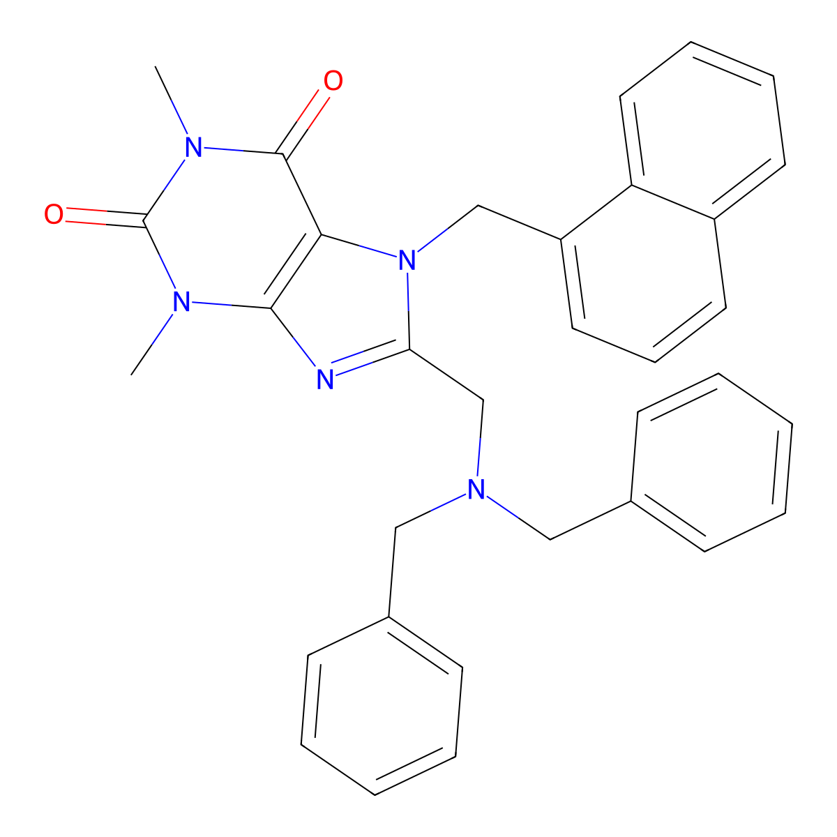 8-[(Dibenzylamino)methyl]-1,3-dimethyl-7-(naphthalen-1-ylmethyl)purine-2,6-dione molecular structure, CAS 585564-19-8