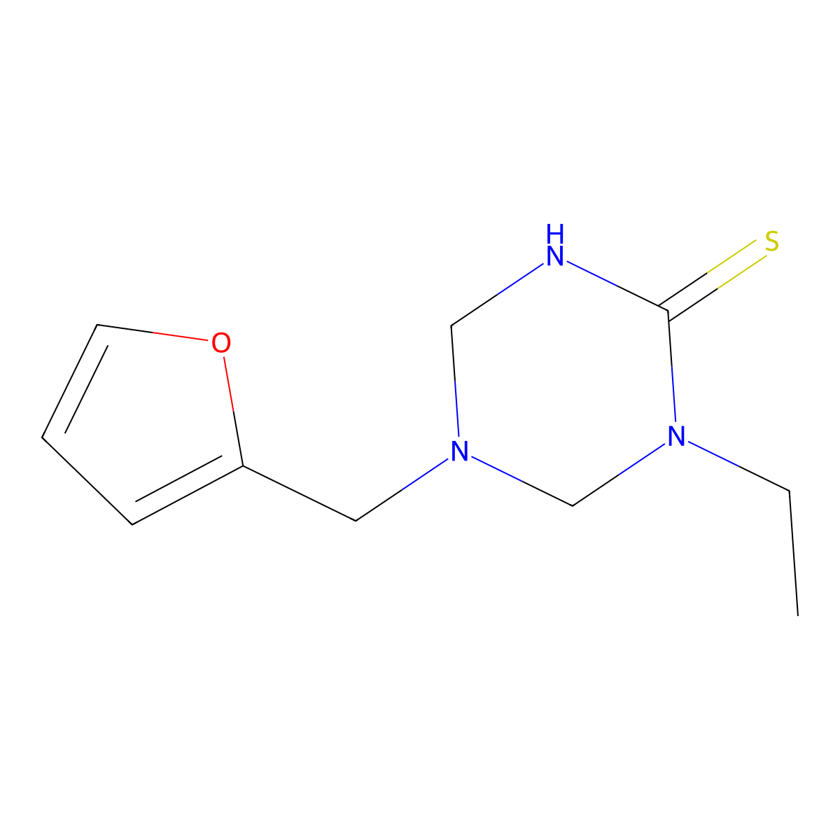 1-Ethyl-5-(furan-2-ylmethyl)-1,3,5-triazinane-2-thione molecular structure, CAS 585565-12-4