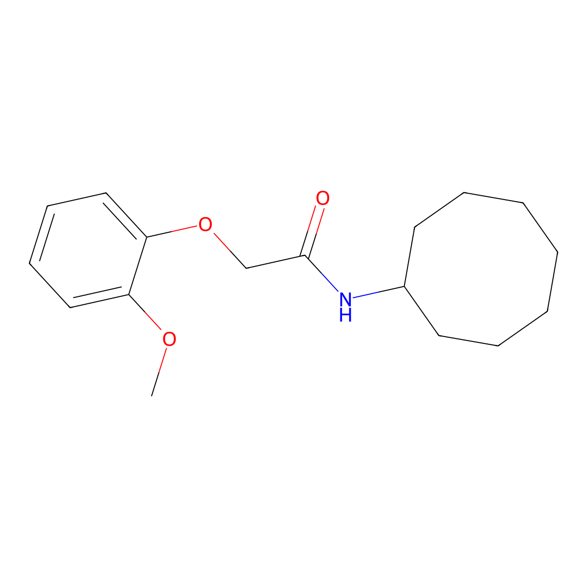 N-cyclooctyl-2-(2-methoxyphenoxy)acetamide molecular structure, CAS 585565-81-7