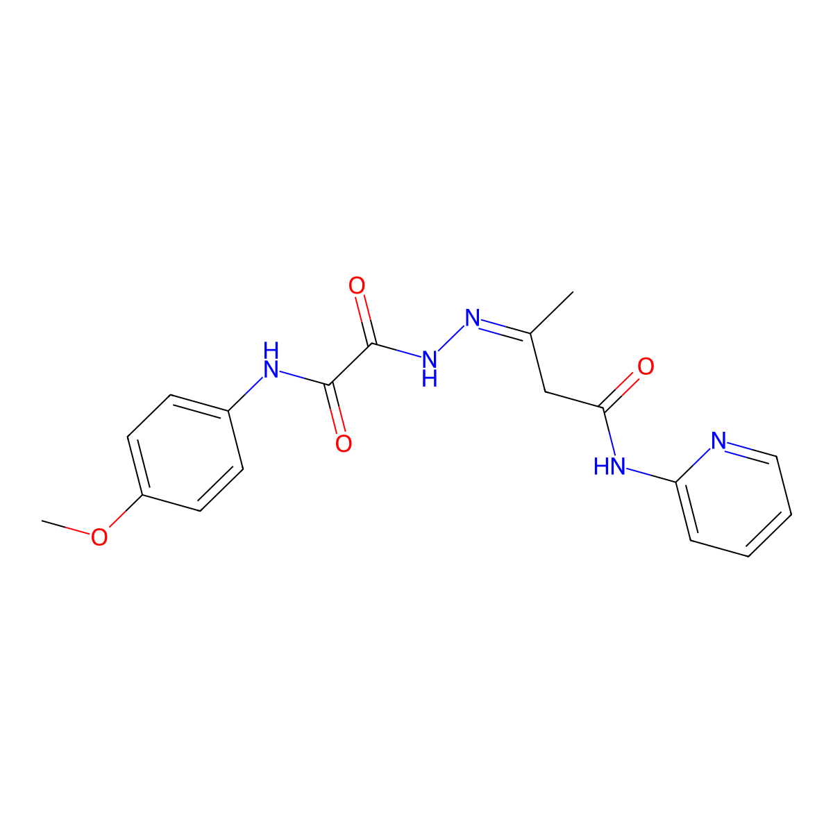 2-[(4-Methoxyphenyl)amino]-2-oxoacetic acid 2-[1-methyl-3-oxo-3-(2-pyridinylamino)propylidene]hydrazide molecular structure, CAS 585566-01-4