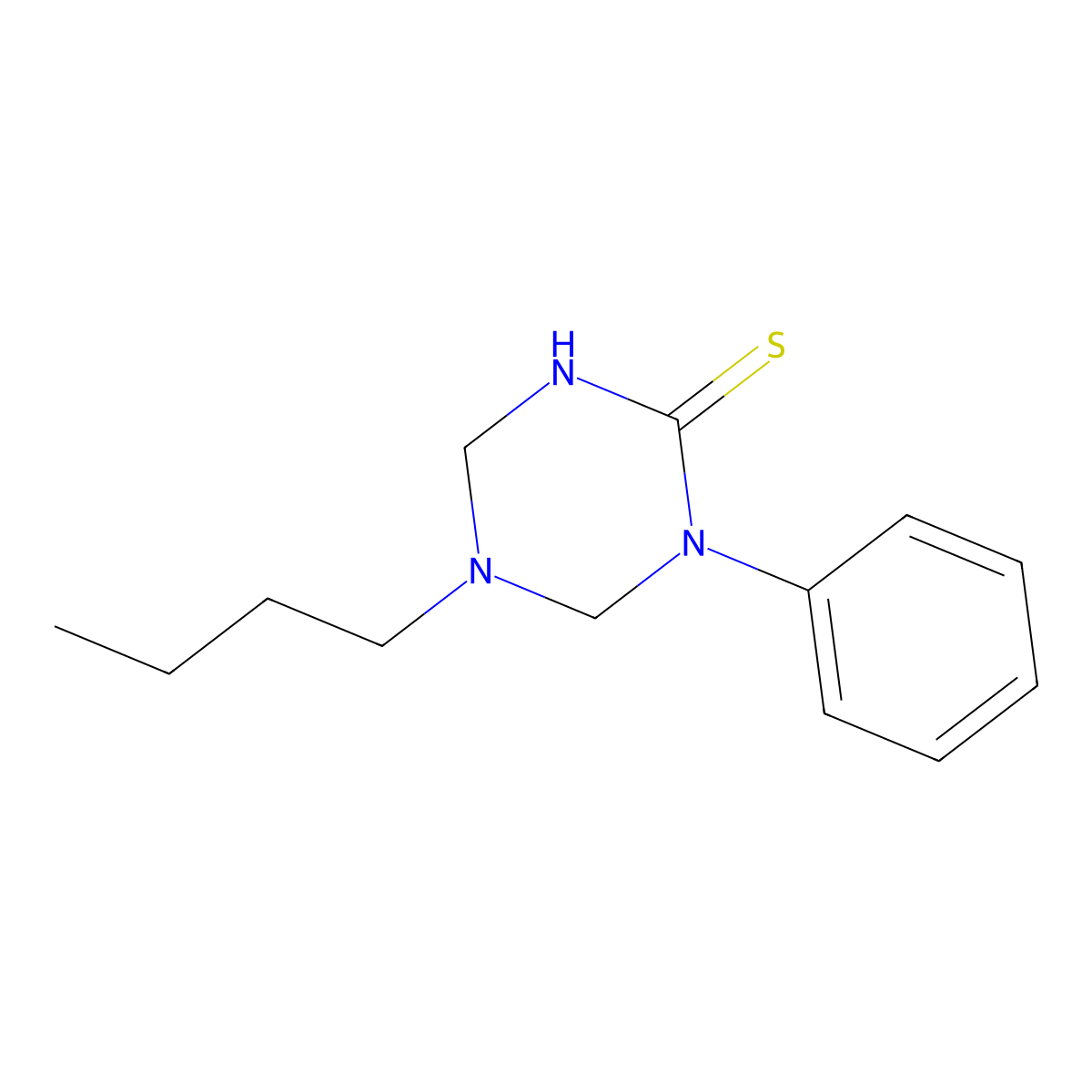 5-Butyl-1-phenyl-1,3,5-triazinane-2-thione molecular structure, CAS 585566-82-1