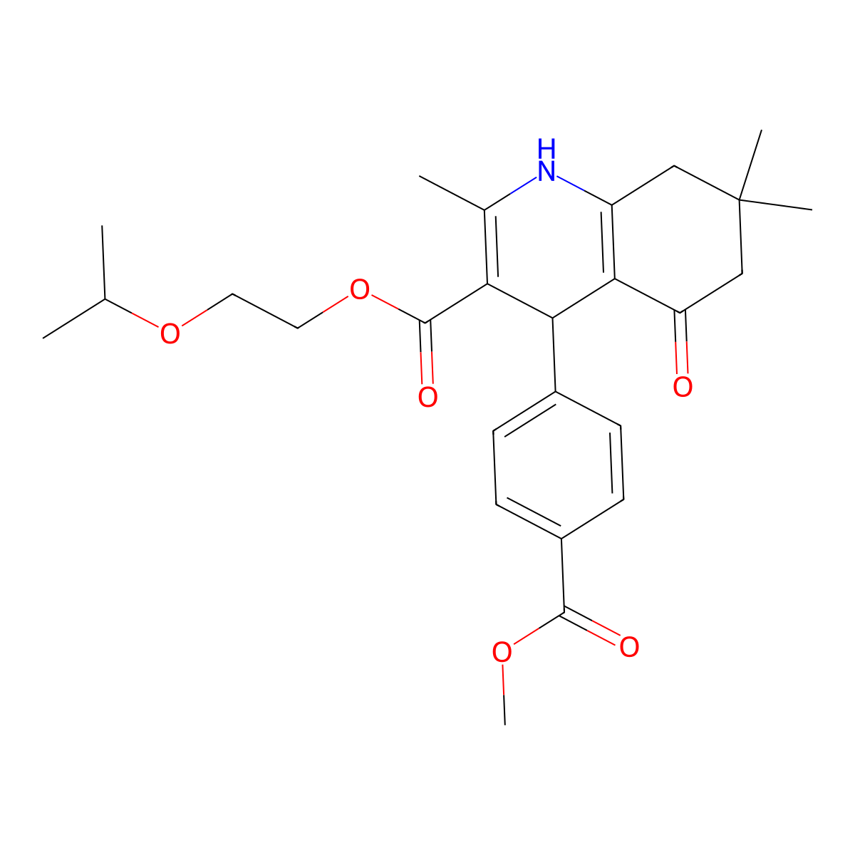 2-Propan-2-yloxyethyl 4-(4-methoxycarbonylphenyl)-2,7,7-trimethyl-5-oxo-1,4,6,8-tetrahydroquinoline-3-carboxylate molecular structure, CAS 5856-25-7