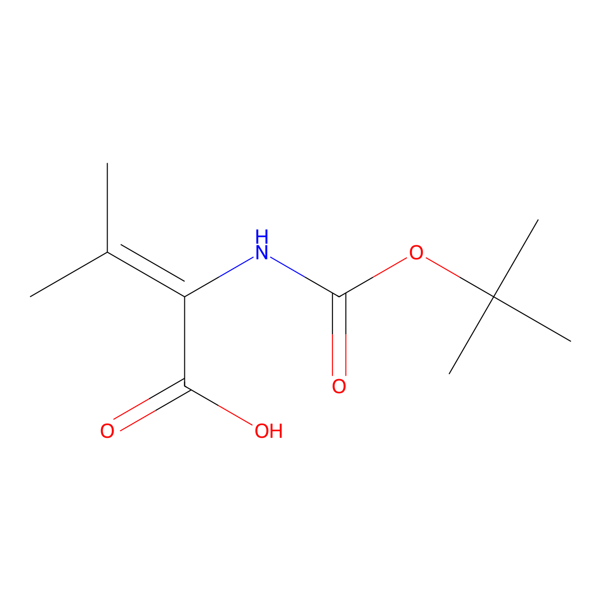2-((tert-Butoxycarbonyl)amino)-3-methylbut-2-enoic acid molecular structure, CAS 58561-07-2