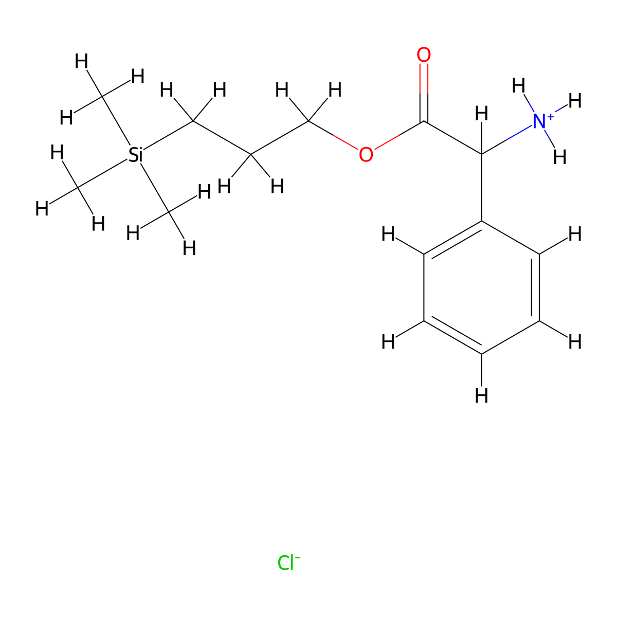 3-(Trimethylsilyl)propyl amino(phenyl)acetate--hydrogen chloride (1/1) molecular structure, CAS 58568-03-9