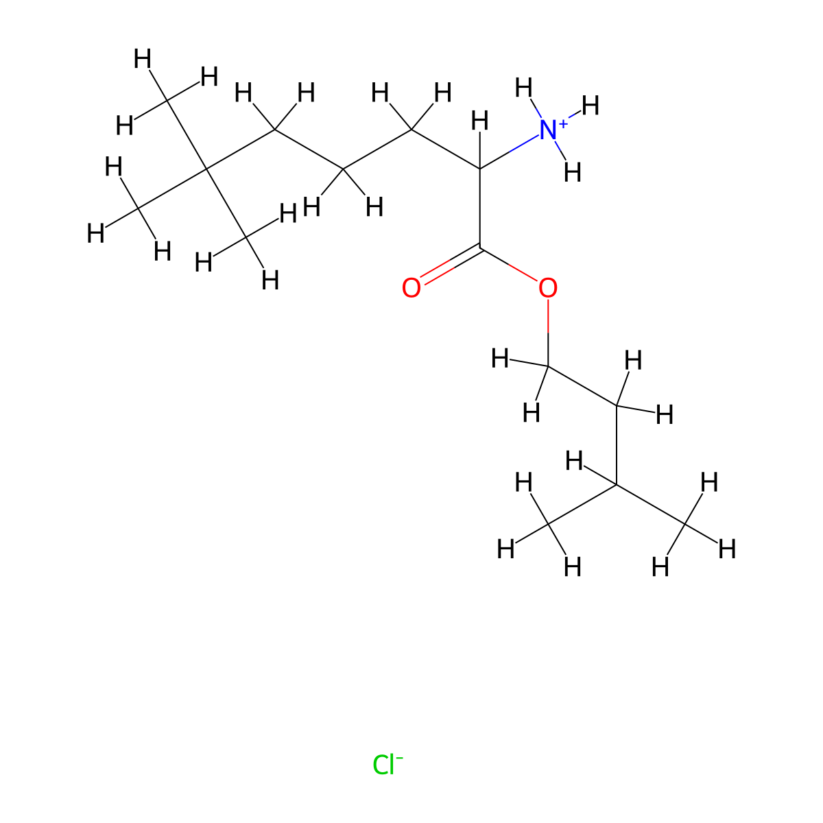 3-Methylbutyl 2-amino-6,6-dimethylheptanoate--hydrogen chloride (1/1) molecular structure, CAS 58568-07-3