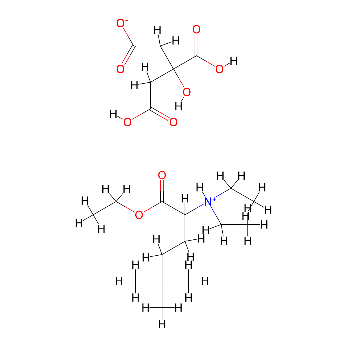 2-Hydroxypropane-1,2,3-tricarboxylic acid--ethyl N,N-diethyl-5,5-dimethylnorleucinate (1/1) molecular structure, CAS 58568-13-1