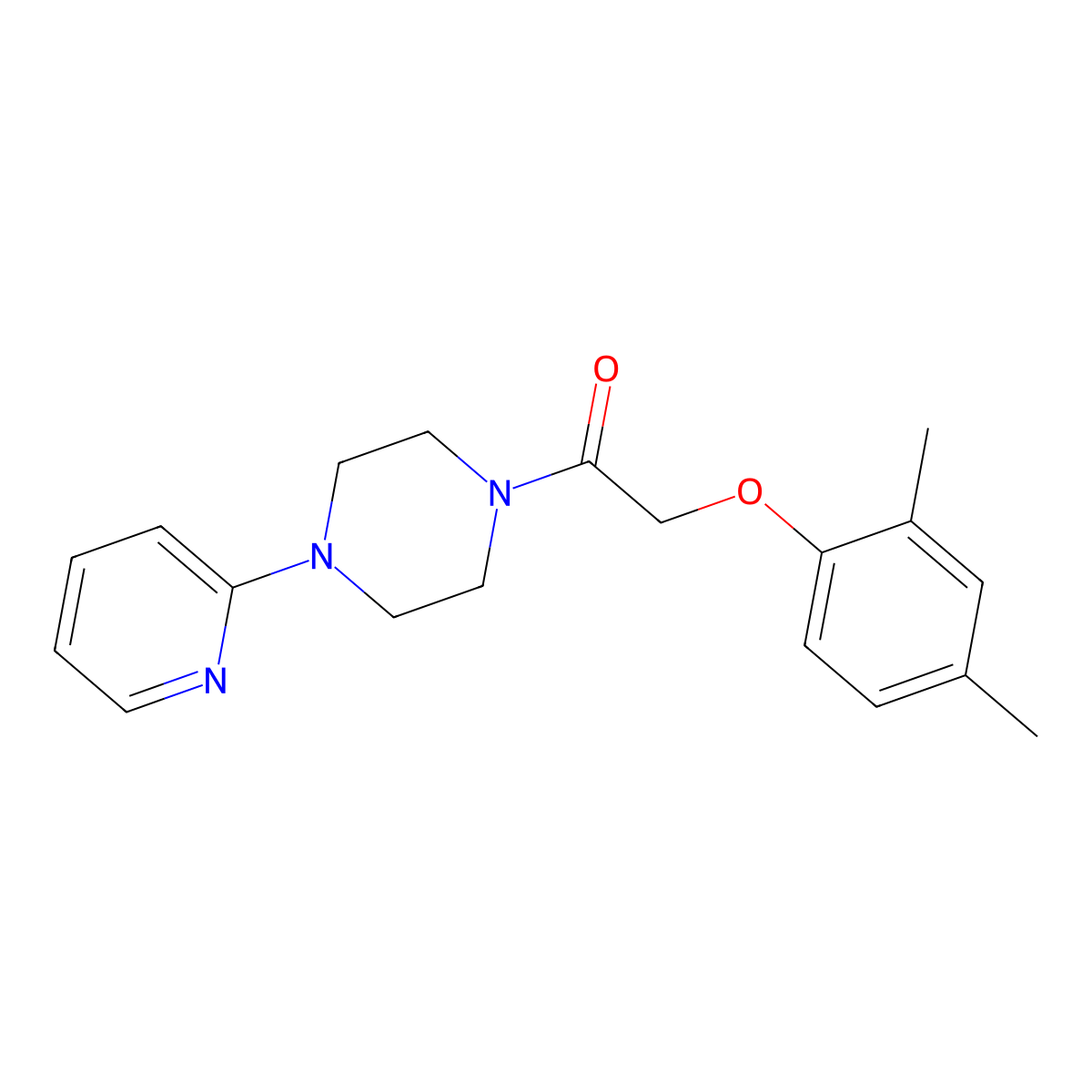 2-(2,4-Dimethylphenoxy)-1-(4-pyridin-2-ylpiperazin-1-yl)ethanone molecular structure, CAS 5857-95-4