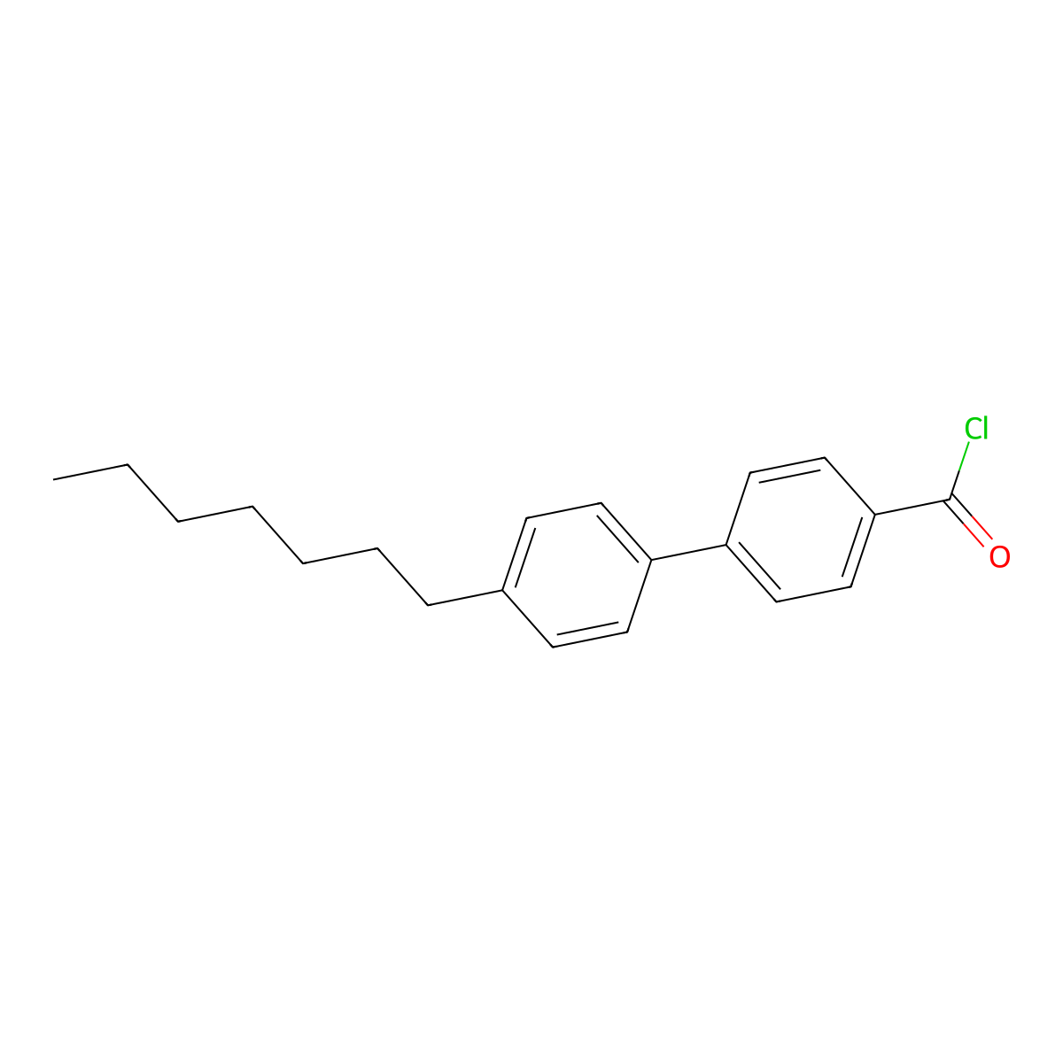 [1,1'-Biphenyl]-4-carbonyl chloride, 4'-heptyl- molecular structure, CAS 58573-87-8