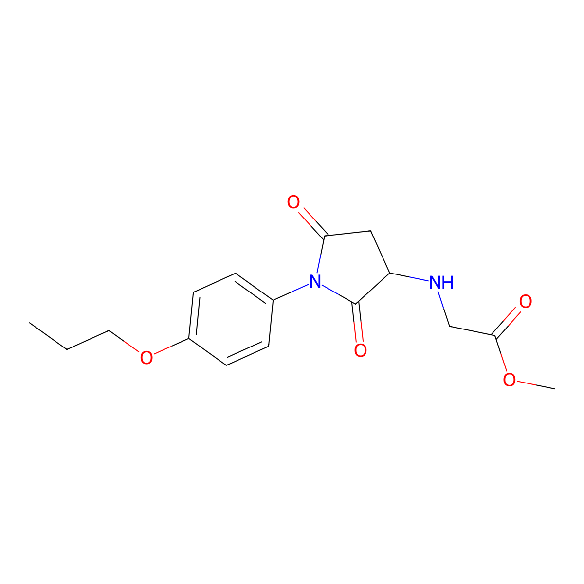 Methyl 2-[[2,5-dioxo-1-(4-propoxyphenyl)pyrrolidin-3-yl]amino]acetate molecular structure, CAS 5858-94-6