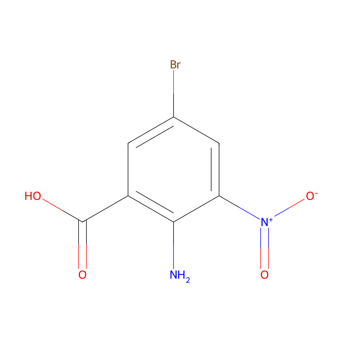 2-Amino-5-bromo-3-nitrobenzoic acid molecular structure, CAS 58580-07-7