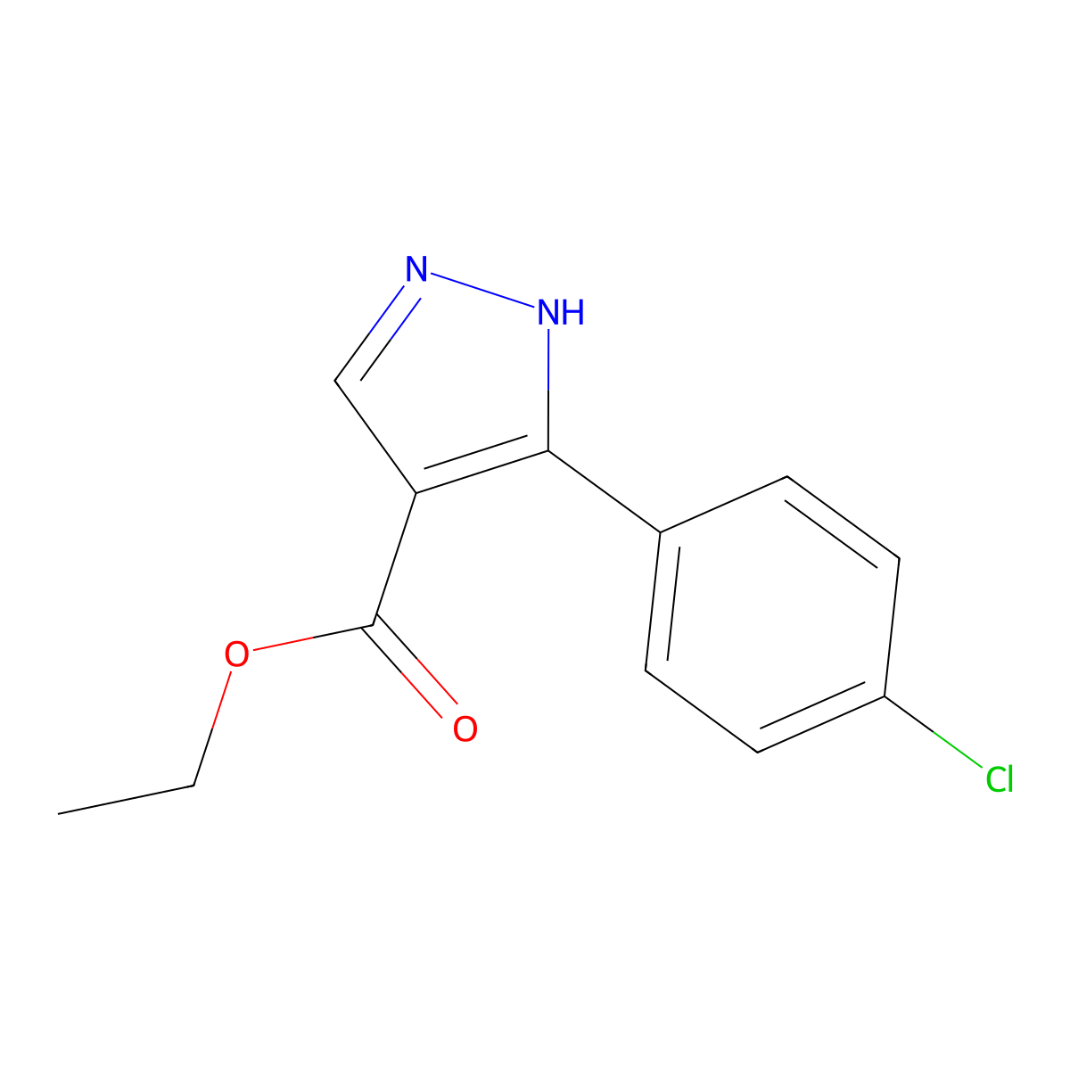 ethyl 5-(4-chlorophenyl)-1H-pyrazole-4-carboxylate molecular structure, CAS 58582-98-2