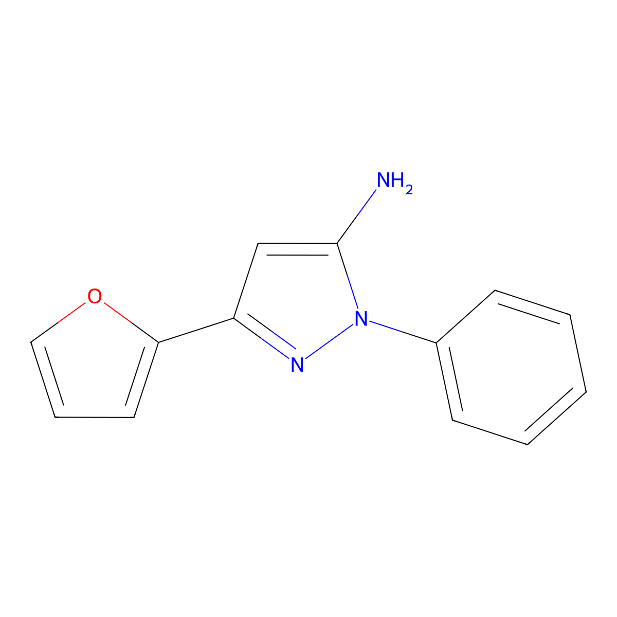 3-(Furan-2-yl)-1-phenyl-1h-pyrazol-5-amine molecular structure, CAS 58589-69-8