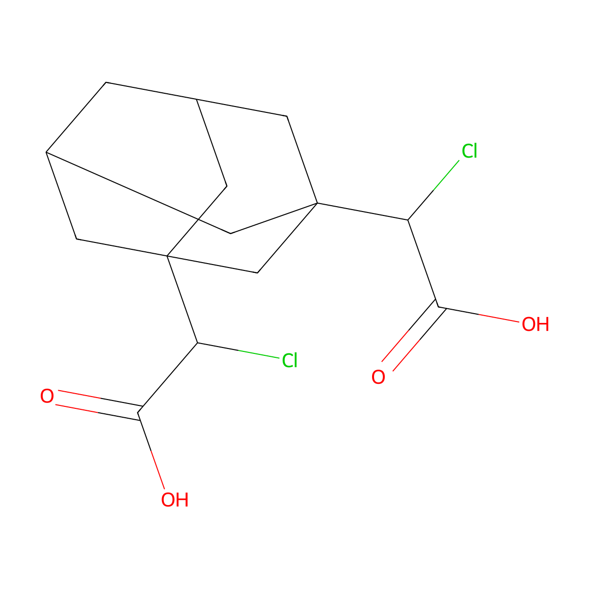 2-[3-(Carboxychloromethyl)adamantanyl]-2-chloroacetic acid molecular structure, CAS 58589-90-5