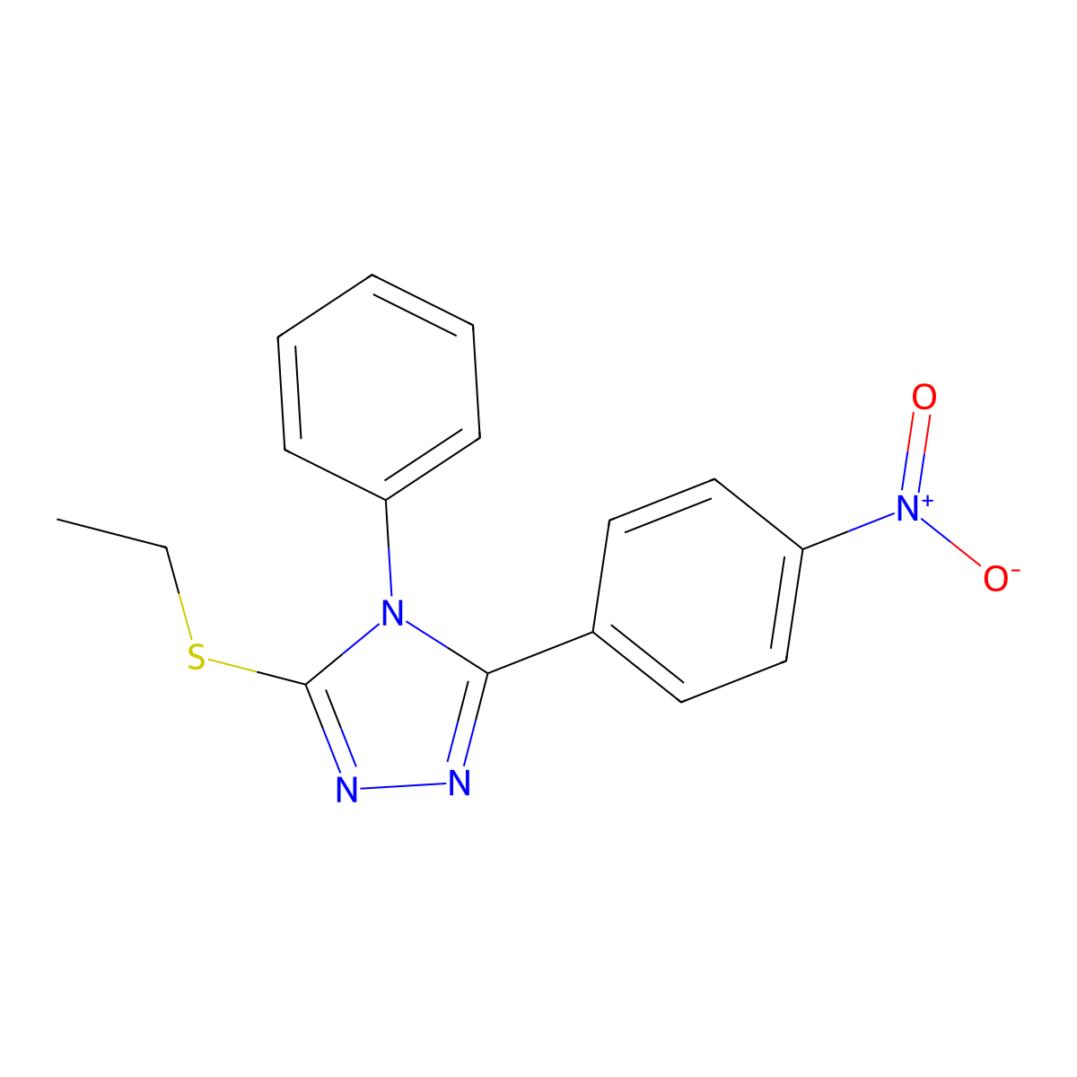 3-(ethylsulfanyl)-5-(4-nitrophenyl)-4-phenyl-4H-1,2,4-triazole molecular structure, CAS 5859-61-0