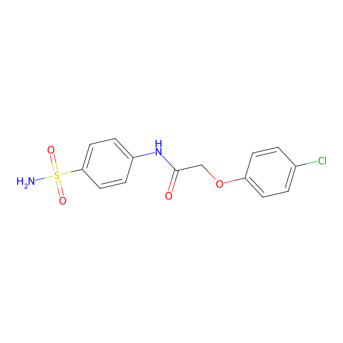 Acetamide, N-(4-(aminosulfonyl)phenyl)-2-(4-chlorophenoxy)- molecular structure, CAS 58590-34-4