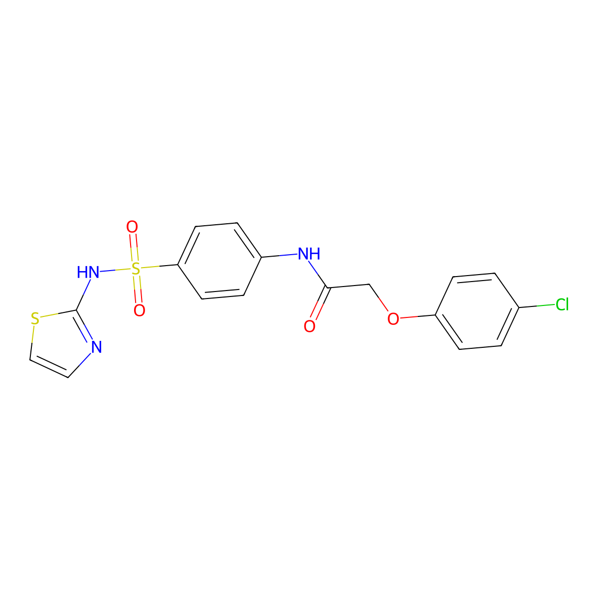 Acetamide, 2-(4-chlorophenoxy)-N-(4-((2-thiazolylamino)sulfonyl)phenyl)- molecular structure, CAS 58590-35-5