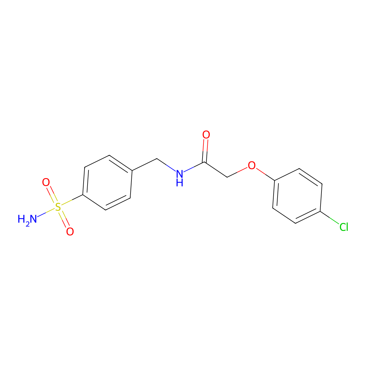 Acetamide, N-((4-(aminosulfonyl)phenyl)methyl)-2-(4-chlorophenoxy)- molecular structure, CAS 58590-36-6