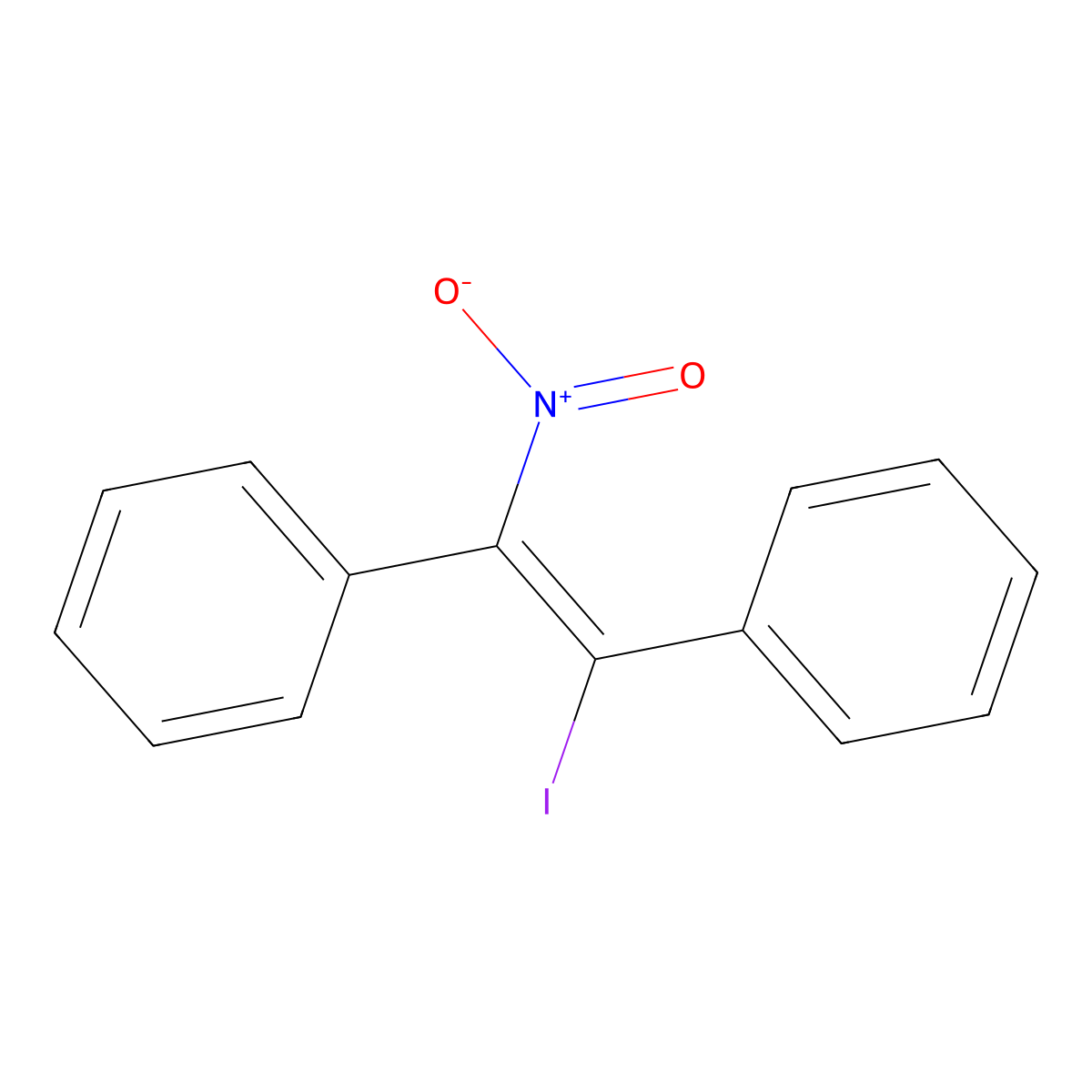 Benzene, 1,1'-(1-iodo-2-nitro-1,2-ethenediyl)bis- molecular structure, CAS 58593-91-2