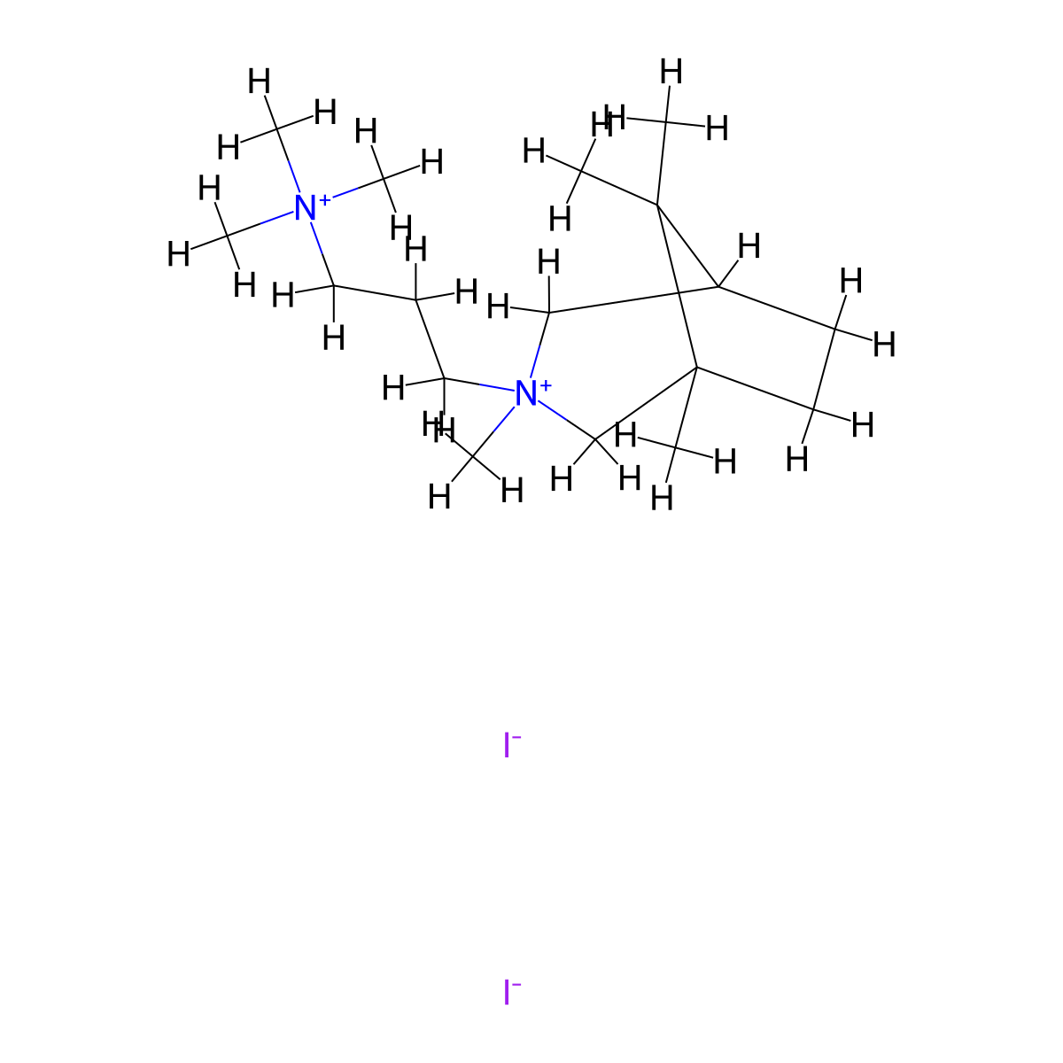 1,3,8,8-Tetramethyl-3-(3-(trimethylazaniumyl)propyl)-3-azabicyclo(3.2.1)octan-3-ium diiodide molecular structure, CAS 58594-48-2