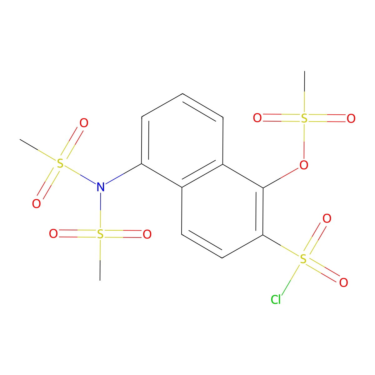 2-Naphthalenesulfonyl chloride, 5-(bis(methylsulfonyl)amino)-1-((methylsulfonyl)oxy)- molecular structure, CAS 58596-05-7