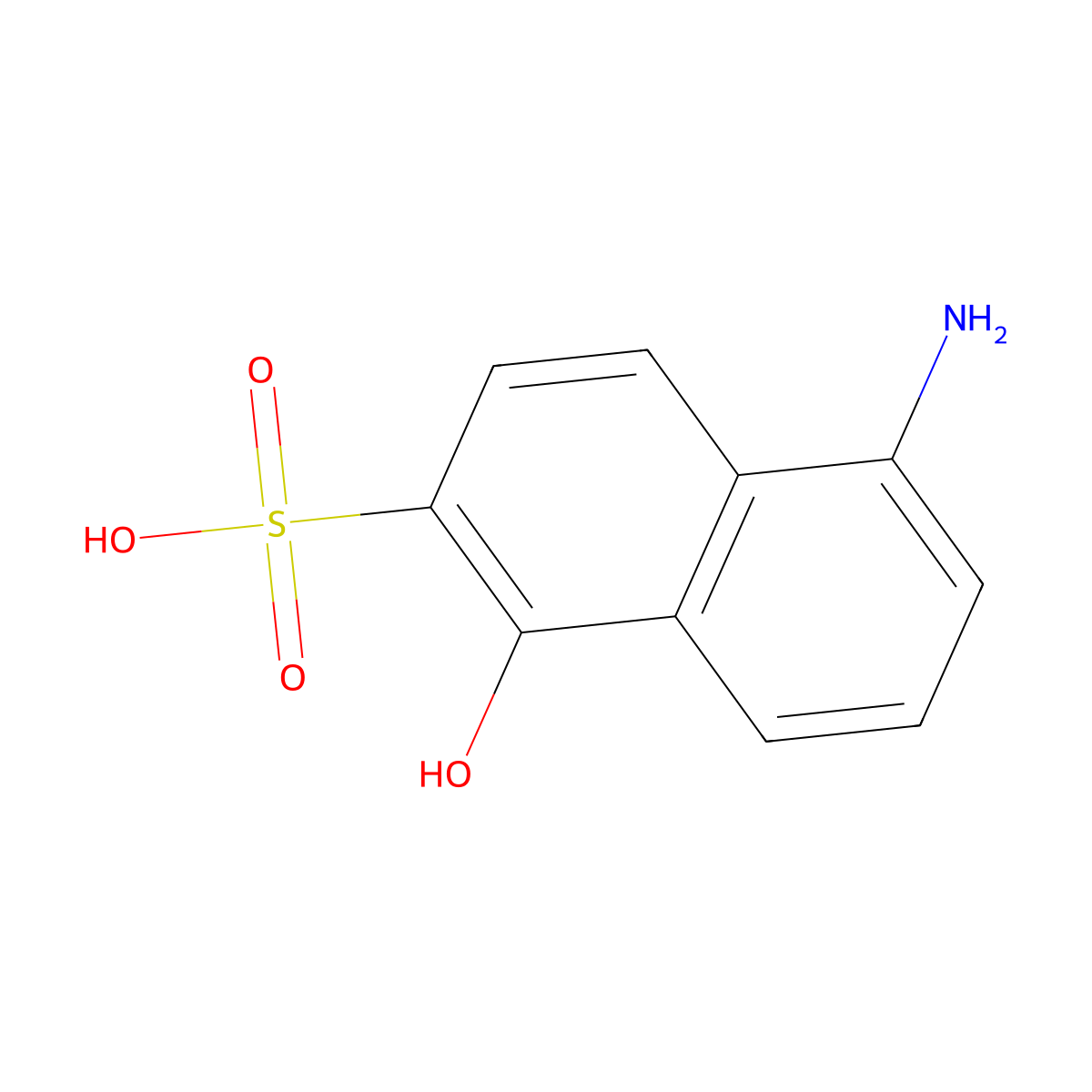 2-Naphthalenesulfonic acid, 5-amino-1-hydroxy- molecular structure, CAS 58596-07-9