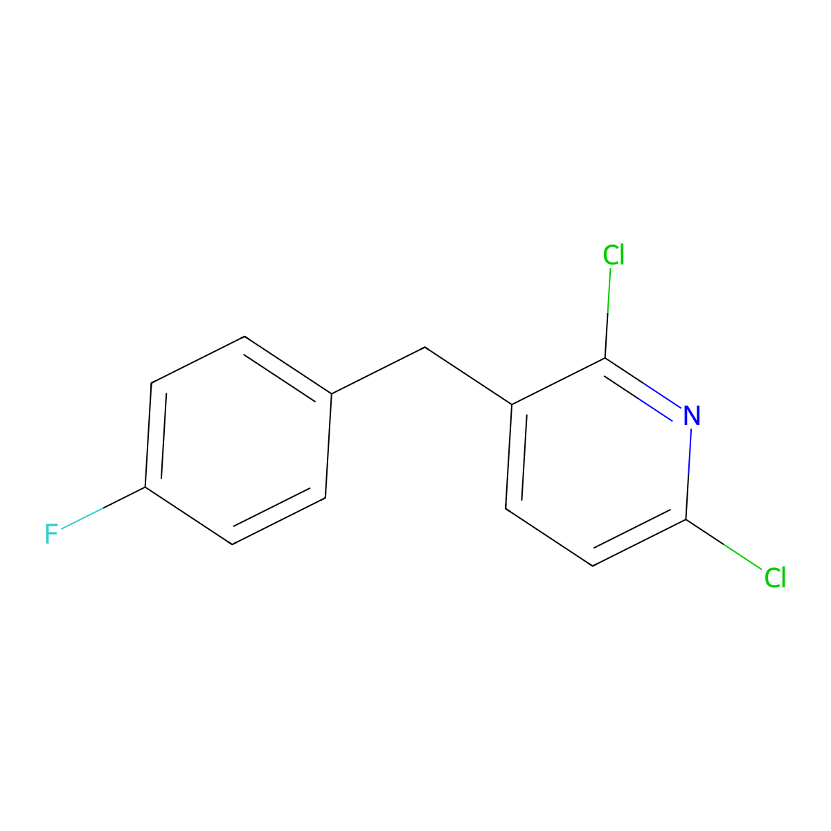2,6-Dichloro-3-(4-fluorobenzyl)pyridine molecular structure, CAS 58597-06-1