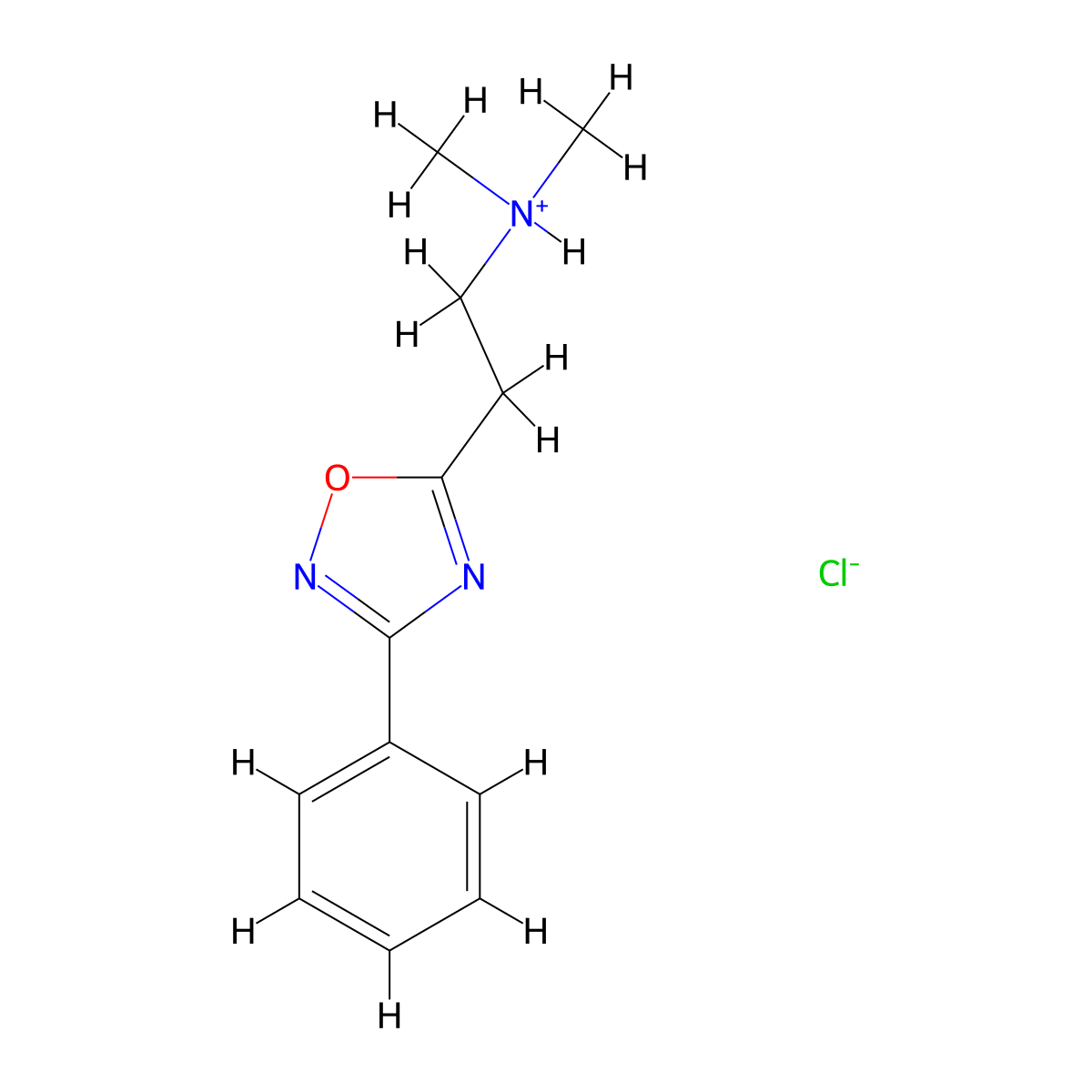 1,2,4-Oxadiazole, 5-(2-(dimethylamino)ethyl)-3-phenyl-, hydrochloride molecular structure, CAS 58598-98-4
