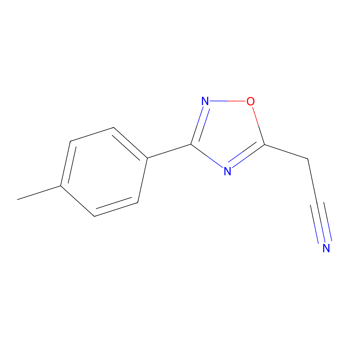 2-(3-(4-Methylphenyl)-1,2,4-oxadiazol-5-yl)acetonitrile molecular structure, CAS 58599-00-1