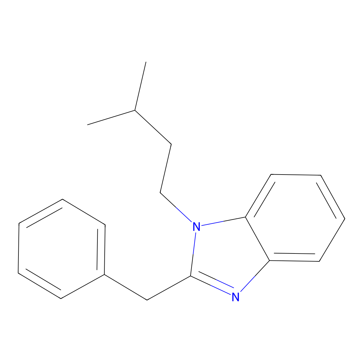 2-benzyl-1-(3-methylbutyl)-1H-benzimidazole molecular structure, CAS 5860-98-0