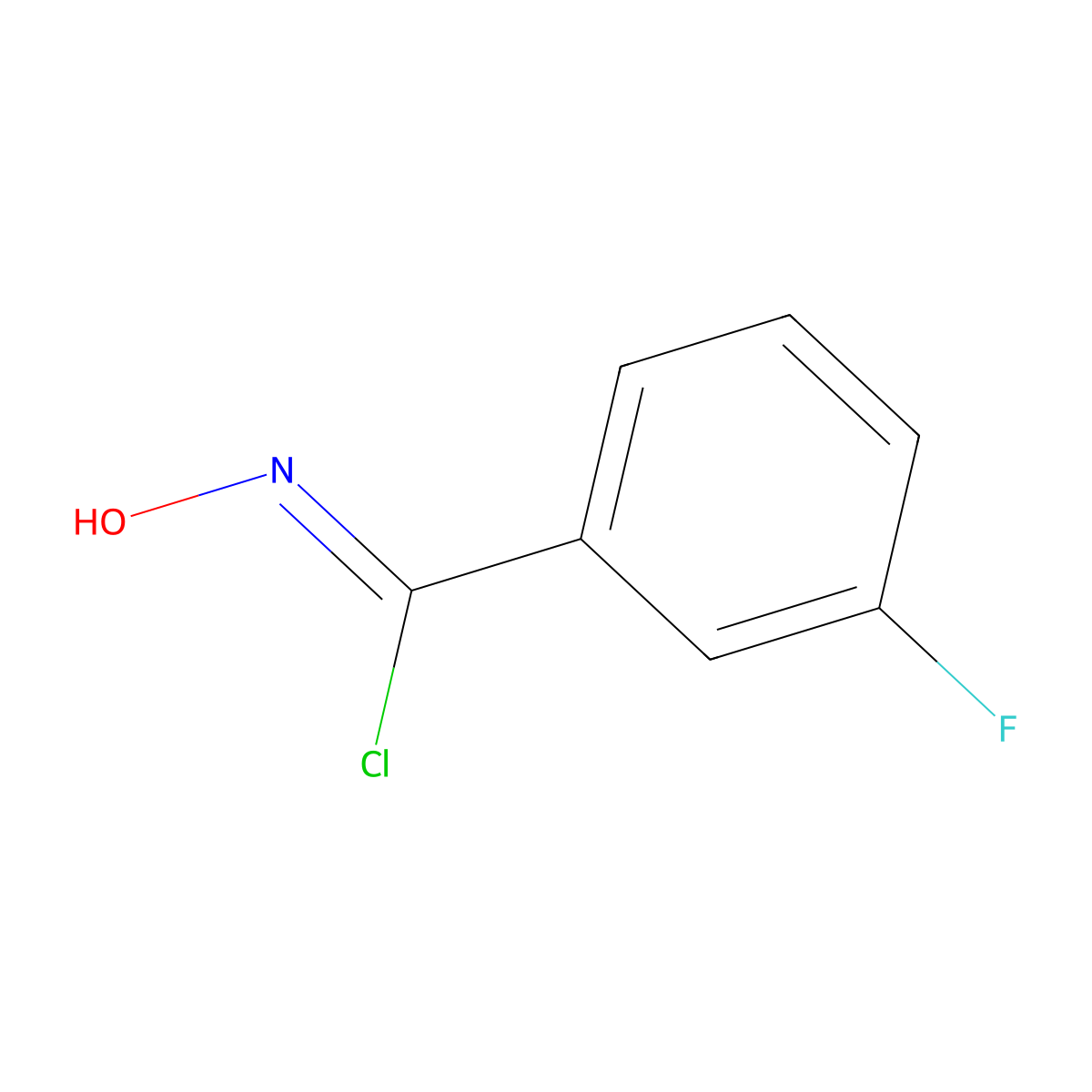 3-fluoro-N-hydroxybenzene-1-carbonimidoyl chloride molecular structure, CAS 58606-42-1
