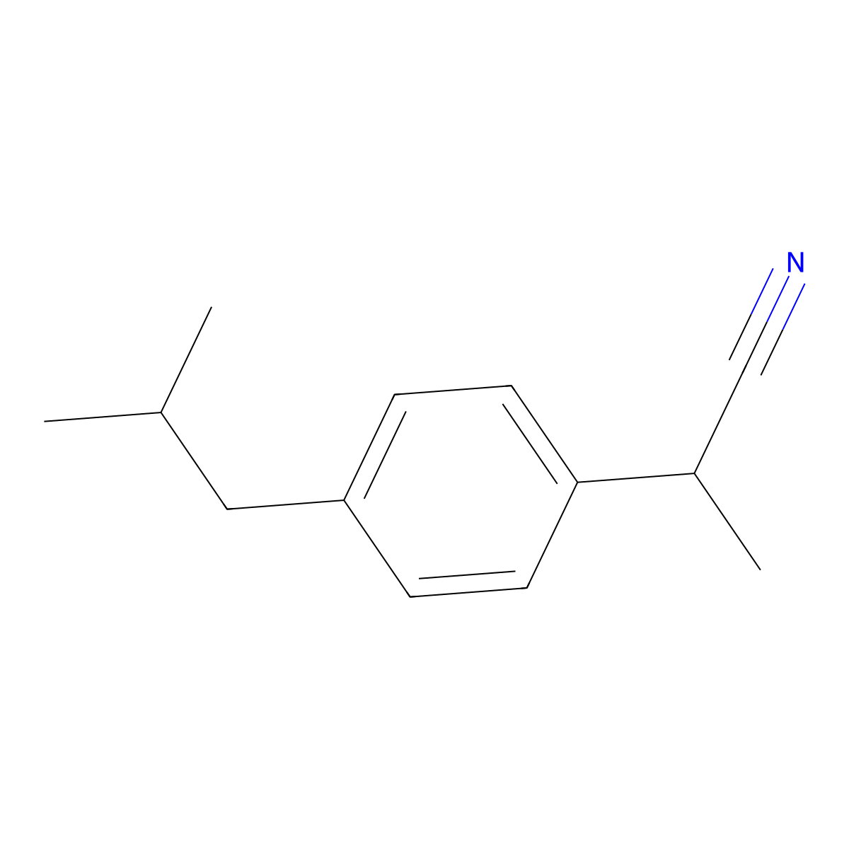 2-(4-Isobutylphenyl)propiononitrile molecular structure, CAS 58609-73-7
