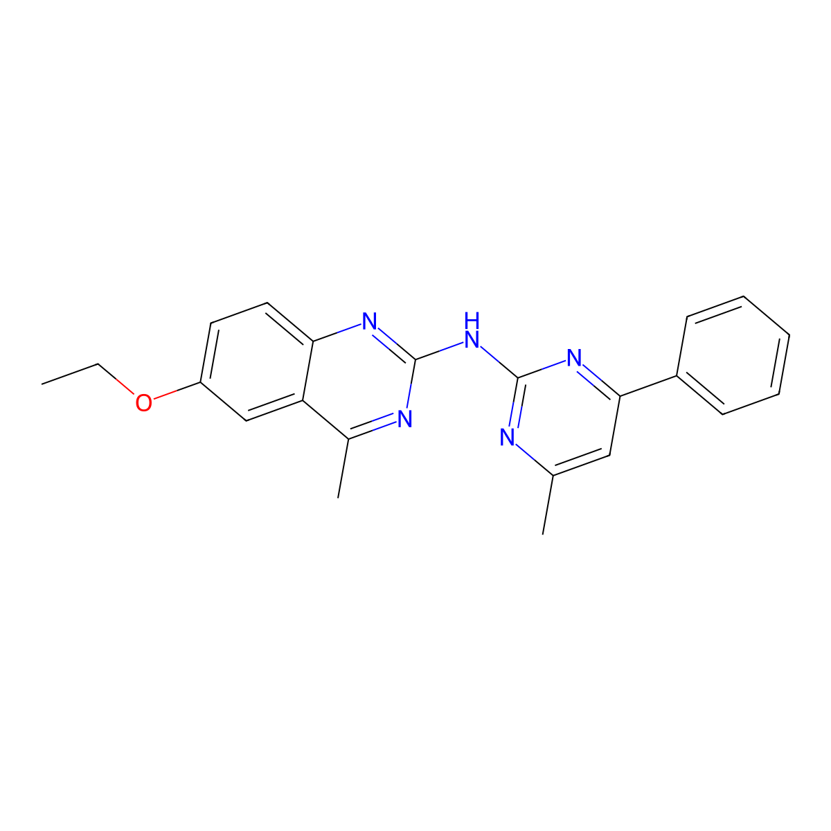 6-ethoxy-4-methyl-N-(4-methyl-6-phenylpyrimidin-2-yl)quinazolin-2-amine molecular structure, CAS 5861-68-7
