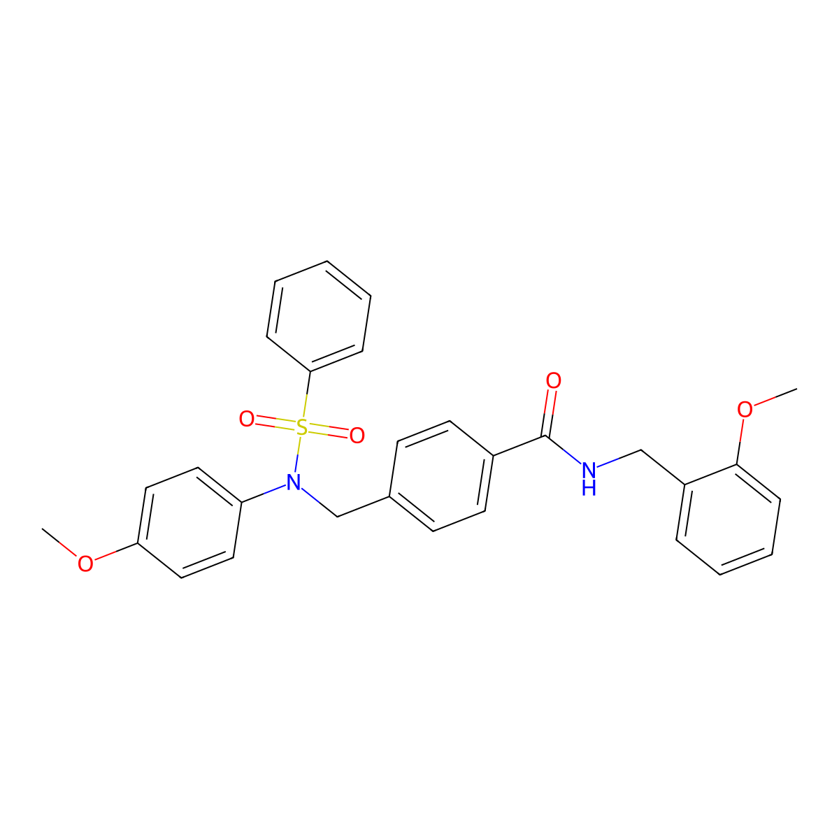 4-[[Benzenesulfonyl-(4-methoxyphenyl)amino]methyl]-N-[(2-methoxyphenyl)methyl]benzamide molecular structure, CAS 5861-83-6