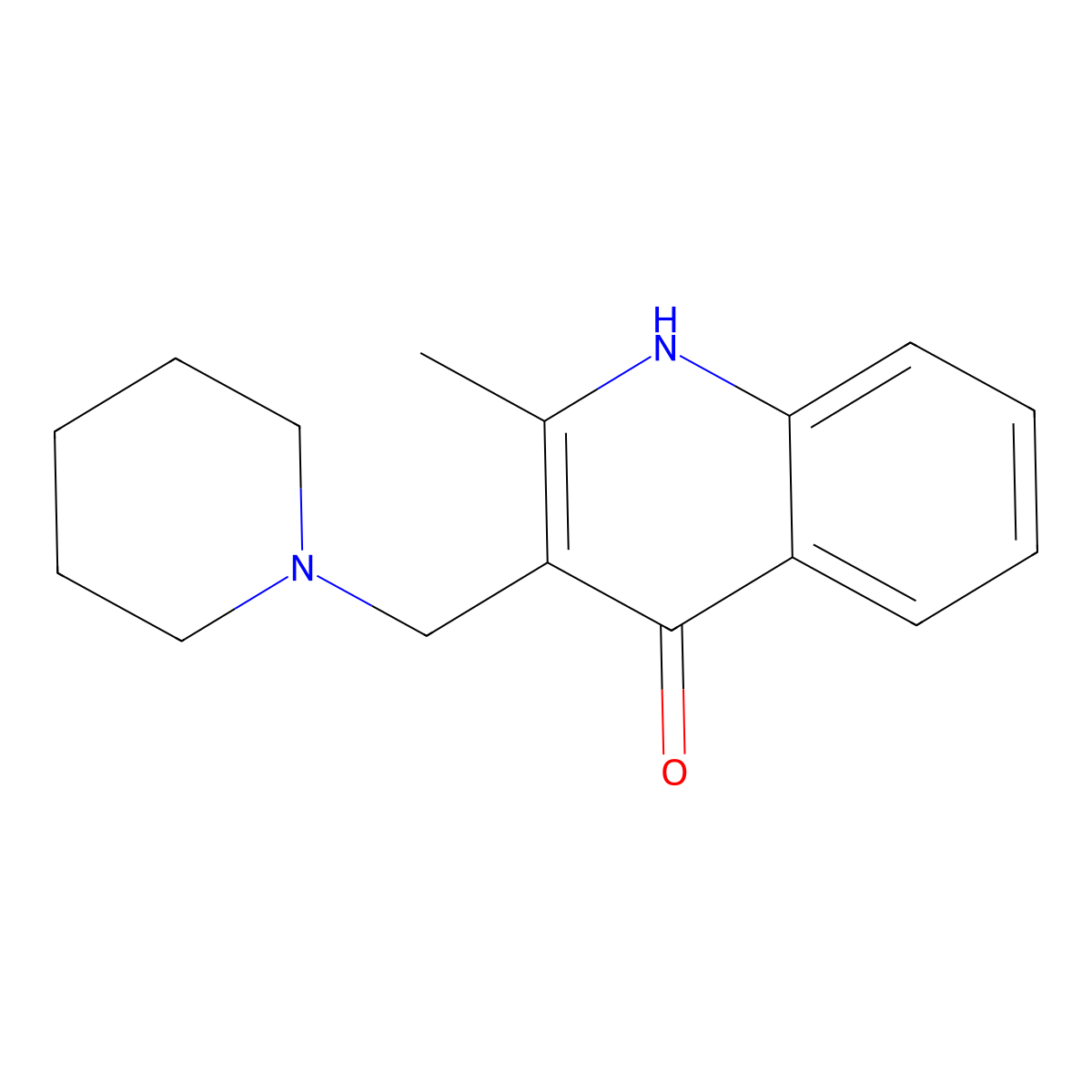 2-Methyl-3-(piperidin-1-ylmethyl)quinolin-4-ol molecular structure, CAS 58610-14-3