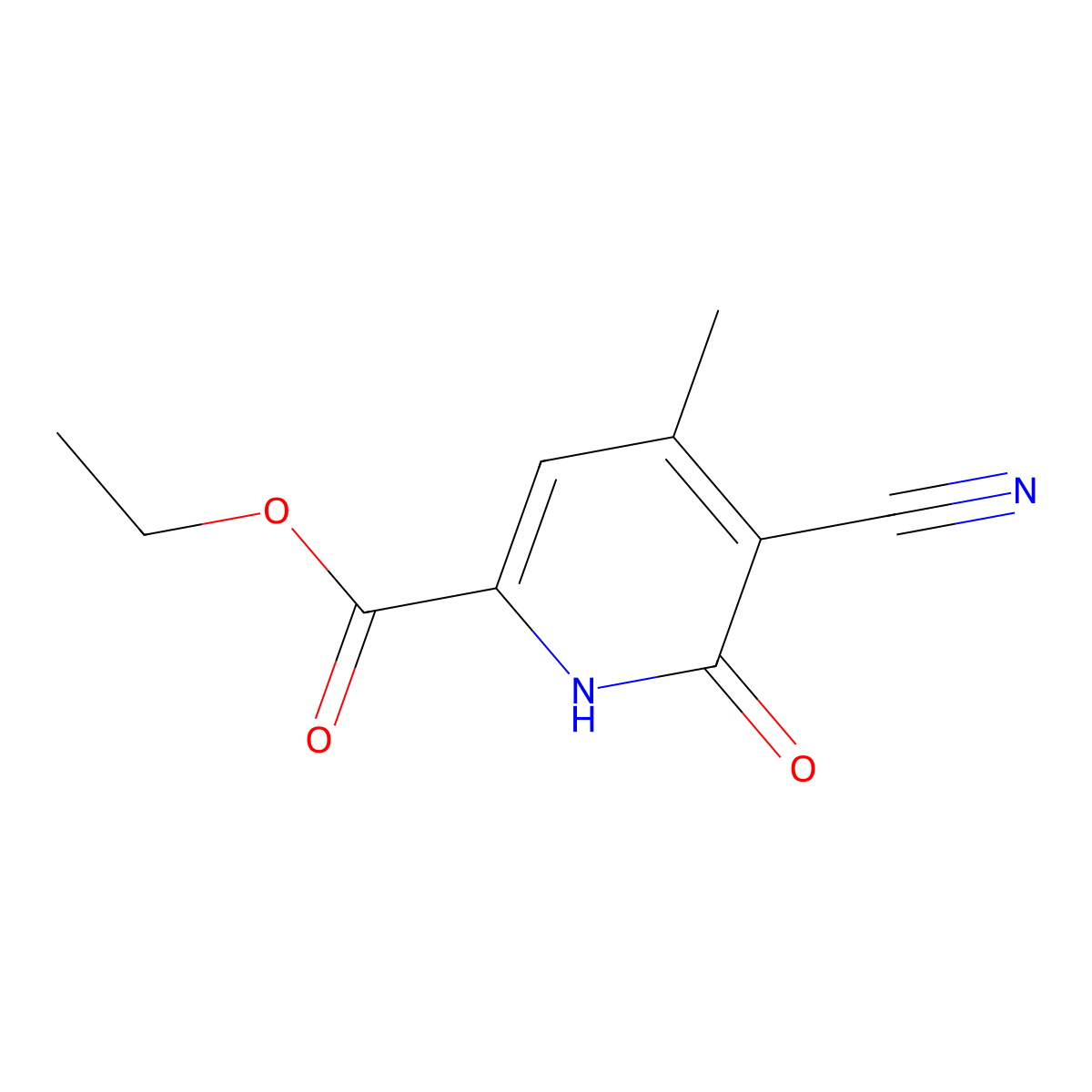 Ethyl 5-cyano-4-methyl-6-oxo-1,6-dihydropyridine-2-carboxylate molecular structure, CAS 58610-61-0