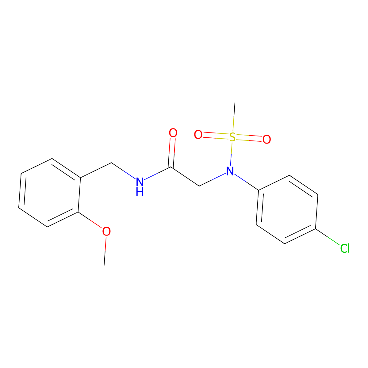 2-(4-chloro-N-methylsulfonylanilino)-N-[(2-methoxyphenyl)methyl]acetamide molecular structure, CAS 5862-28-2