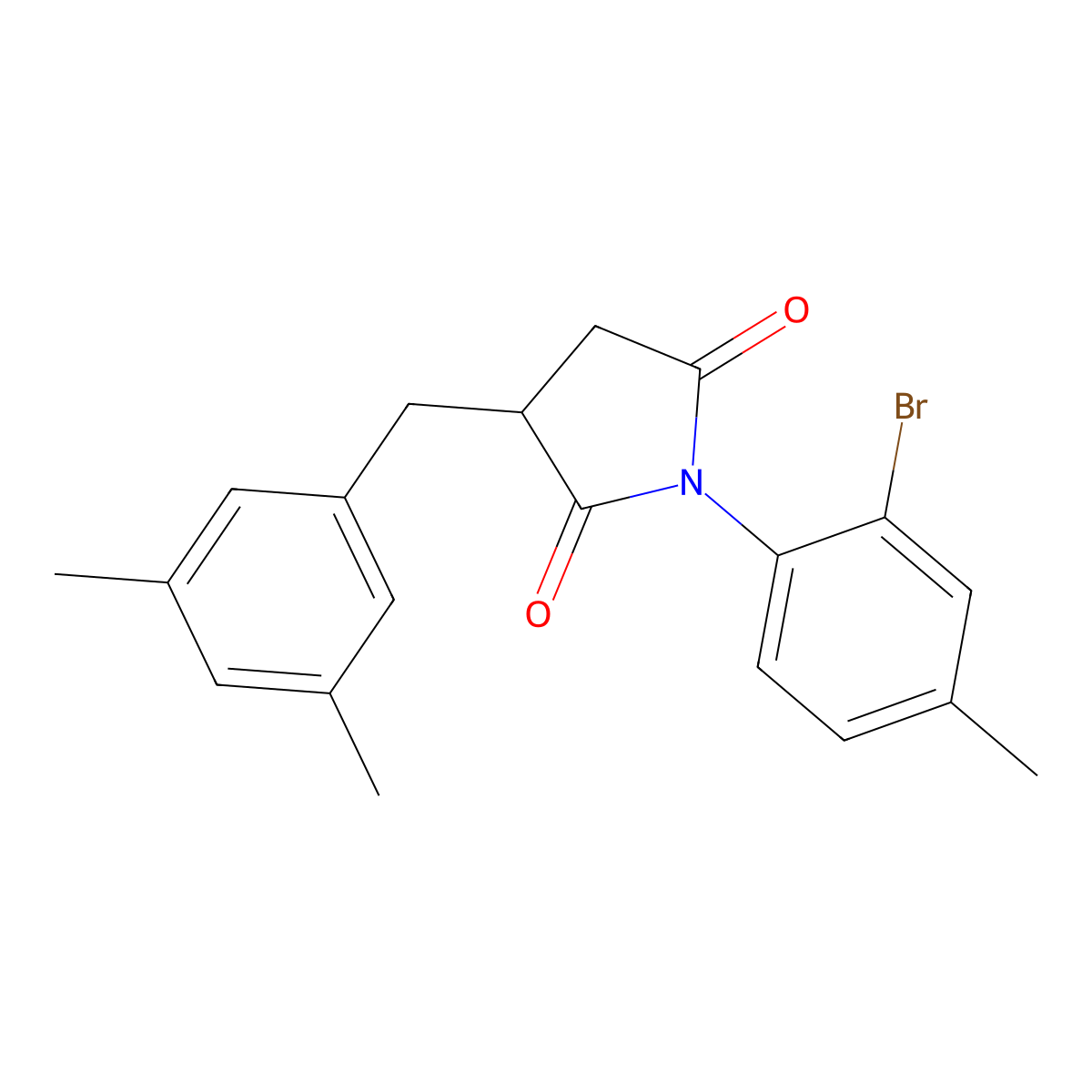 1-(2-Bromo-4-methylphenyl)-3-[(3,5-dimethylphenyl)methyl]pyrrolidine-2,5-dione molecular structure, CAS 5862-30-6