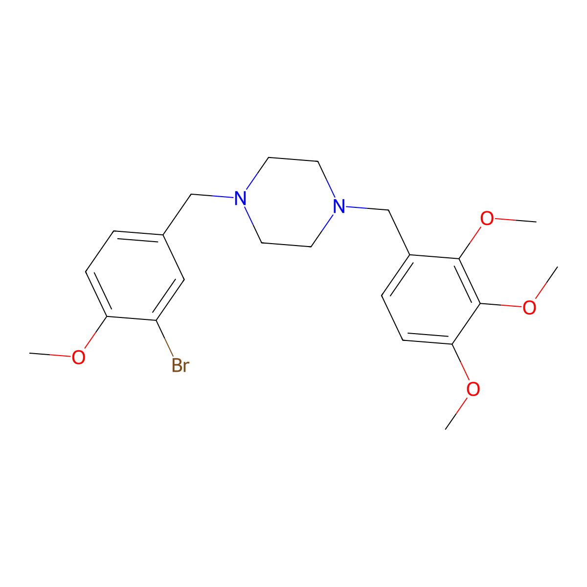 1-(3-Bromo-4-methoxybenzyl)-4-(2,3,4-trimethoxybenzyl)piperazine molecular structure, CAS 5862-34-0