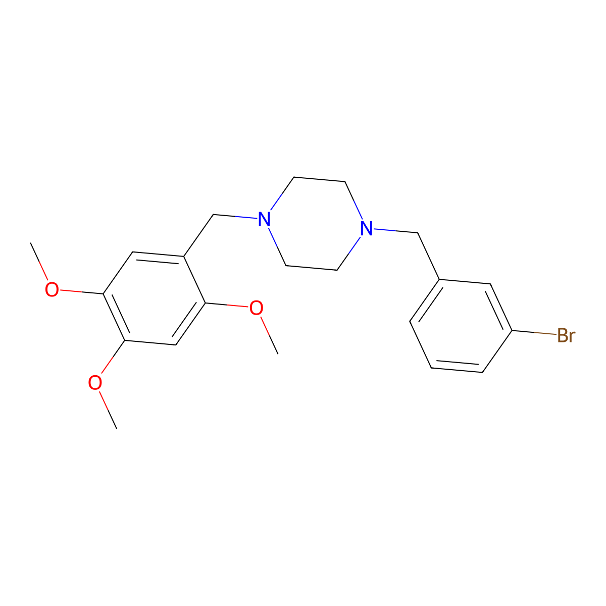 1-[(3-Bromophenyl)methyl]-4-[(2,4,5-trimethoxyphenyl)methyl]piperazine molecular structure, CAS 5862-88-4