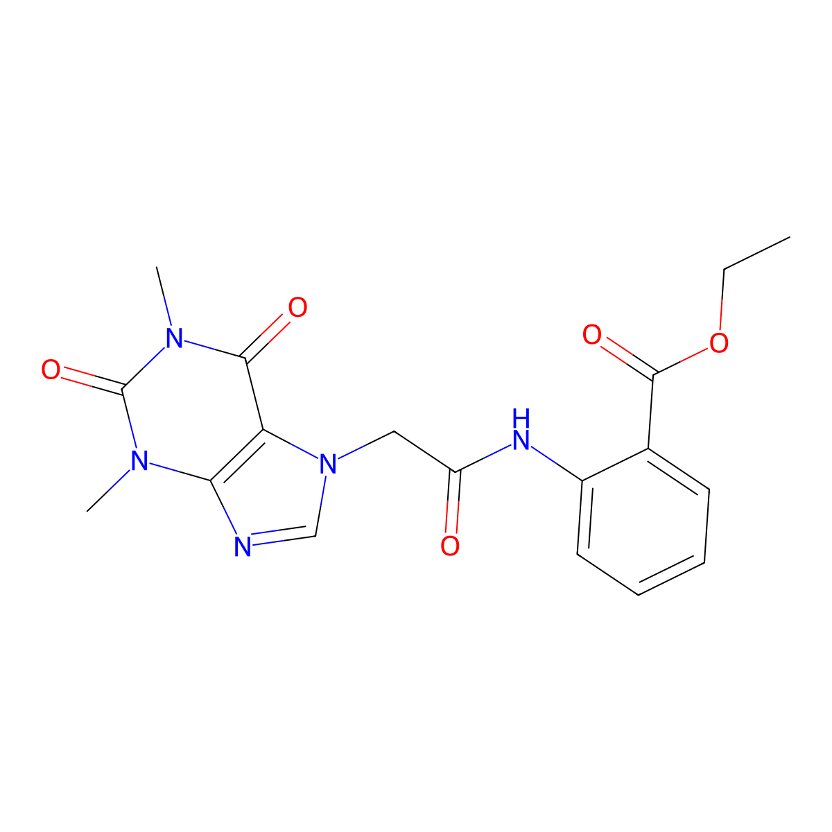 ethyl 2-{[(1,3-dimethyl-2,6-dioxo-1,2,3,6-tetrahydro-7H-purin-7-yl)acetyl]amino}benzoate molecular structure, CAS 5862-89-5