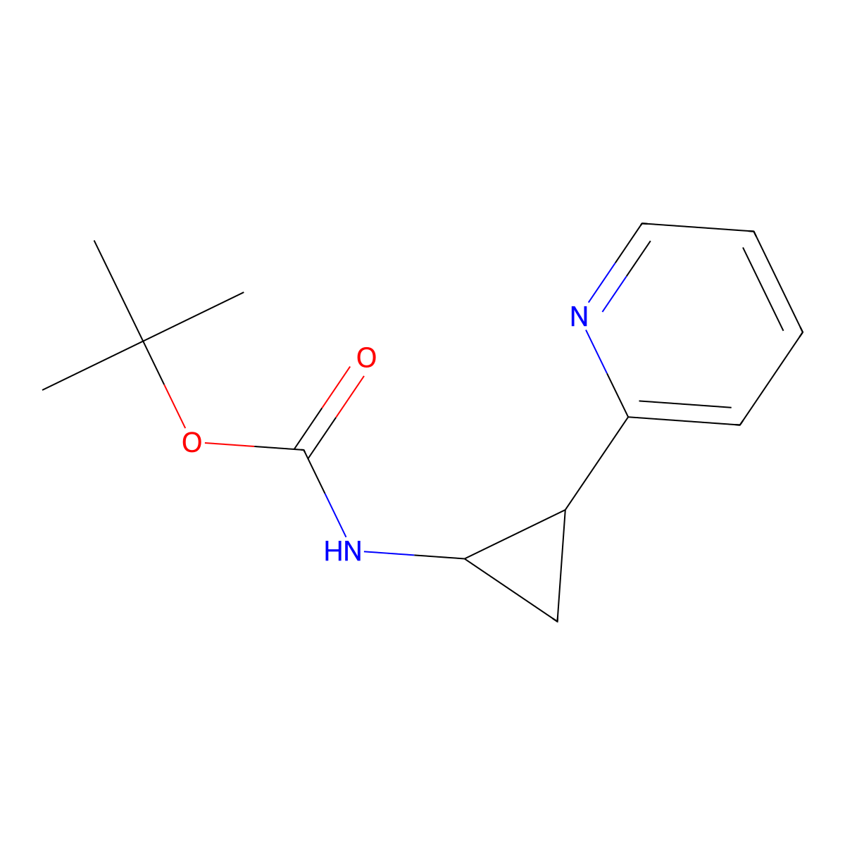 rac-tert-butyl N-[(1R,2R)-2-(pyridin-2-yl)cyclopropyl]carbamate molecular structure, CAS 58620-61-4