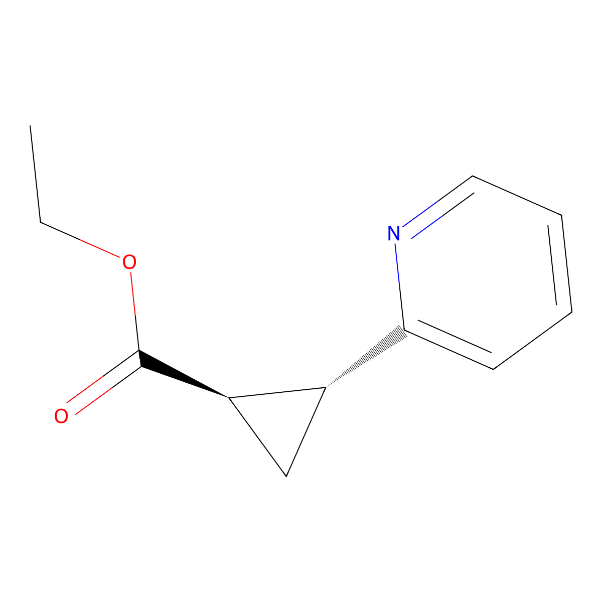 Ethyl trans-2-(2-pyridyl)cyclopropanecarboxylate molecular structure, CAS 58620-63-6