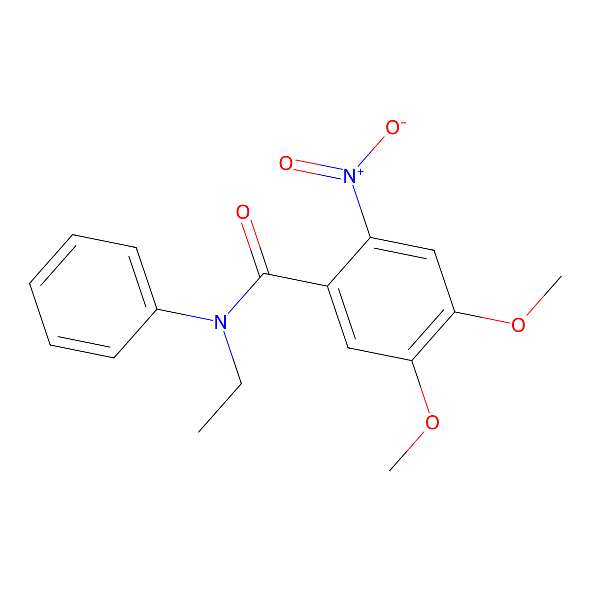 N-ethyl-4,5-dimethoxy-2-nitro-N-phenylbenzamide molecular structure, CAS 5863-10-5